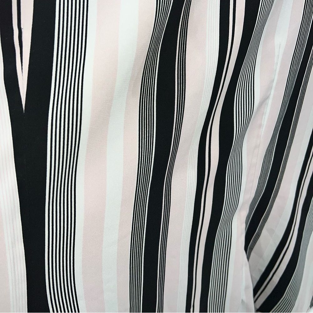 Blue Diamond Plus Stretch Short Sleeve Striped Blouse - Pink/Black/Off White 24 - Picture 7 of 8